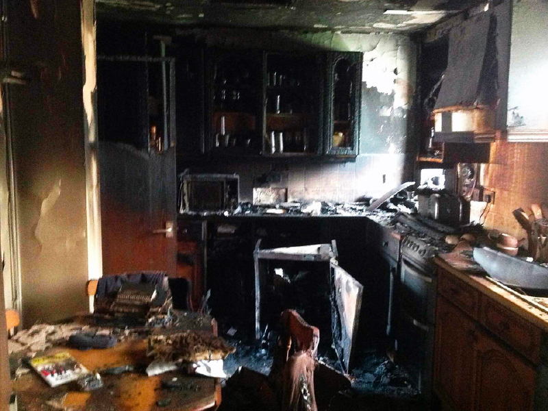 Fire damage cleaning services inside a house